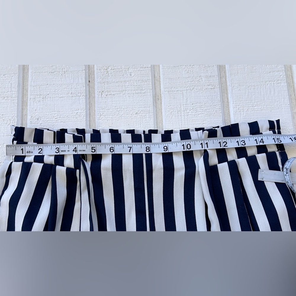 Zara Basic Collection Wide Leg Striped Pants Navy… - image 6